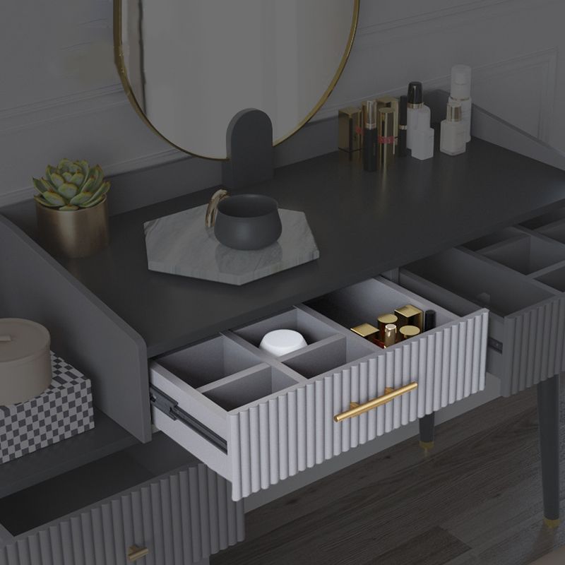 Gray Makeup Table with 5 Storage Drawers 19.68" Wide Vanity Tables Clearhalo 'Bedroom Furniture' 'furn' 'furn_makeup_vanities' 'Furniture' 'Makeup Vanities' 'makeup_vanities' 1200x1200_8b34c1e3-b7e2-42f2-8b8a-472480ed1ef0