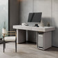 Modern Stone Computer Desk Rectangular Shape Task Desk with 2-Legs in White