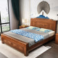 84.65 inch Wide Traditional Bed Frame Rubberwood Panel Bed with Headboard