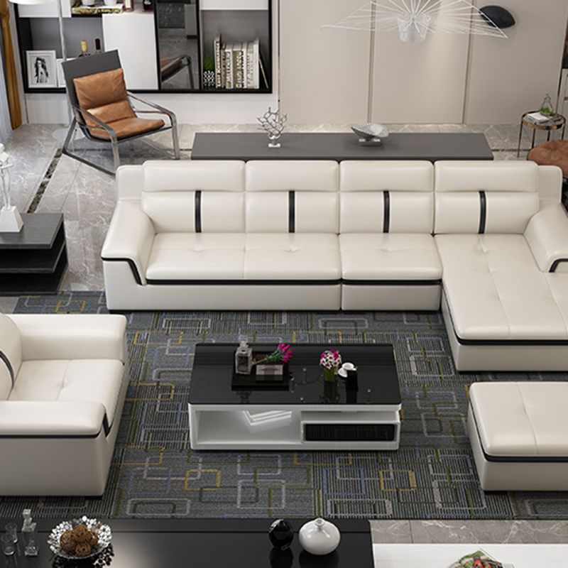 Gorgeous Style Seating White Black Sofa with Pillow Back Sofa Clearhalo 'furn' 'furn_sectionals' 'Furniture' 'furniture_sectionals' 'Living Room Furniture' 'Sectionals' 1200x1200_8b38f88d-0472-40dd-a61a-f68a366553cb
