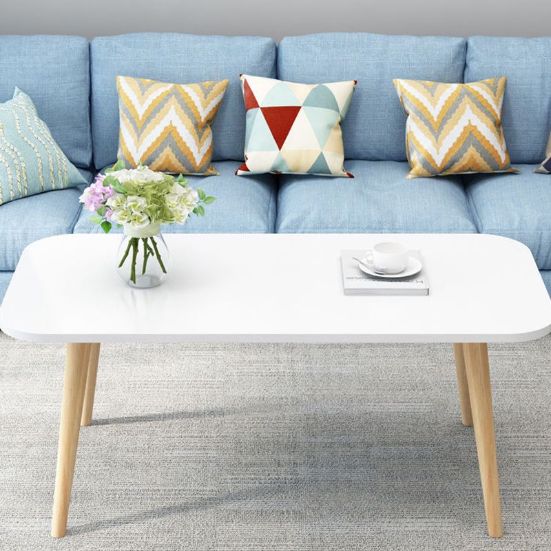 Modern 15.74" H Rectangle Coffee Table Wooden 4 Legs Cocktail Table