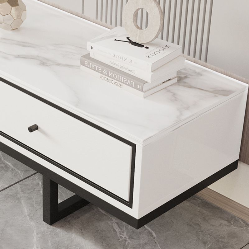 Modern Style Stone TV Stand White Colour Enclosed Storage TV Stand Console with 3 Drawers Clearhalo 'furn' 'furn_tv_stands_entertainment_centers' 'Furniture' 'Living Room Furniture' 'TV Stands & Entertainment Centers' 'TV Stands & Media Storage Furniture' 'tv_stands_entertainment_centers' 1200x1200_8b39b535-a0ad-4a9c-a184-6c654c389654