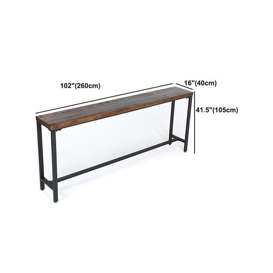 Coffee Shop Rectangle Wood Top Counter Table Iron Base Industrial Bar Table Clearhalo 'Bar Furniture' 'Bar Tables' 'bar_tables' 'furn' 'furn_bar_tables' 'Furniture' 'furniture_bar_tables' 'Kitchen & Dining Furniture' 1200x1200_8b39f539-610b-4a6b-b5fb-70d252d90f17
