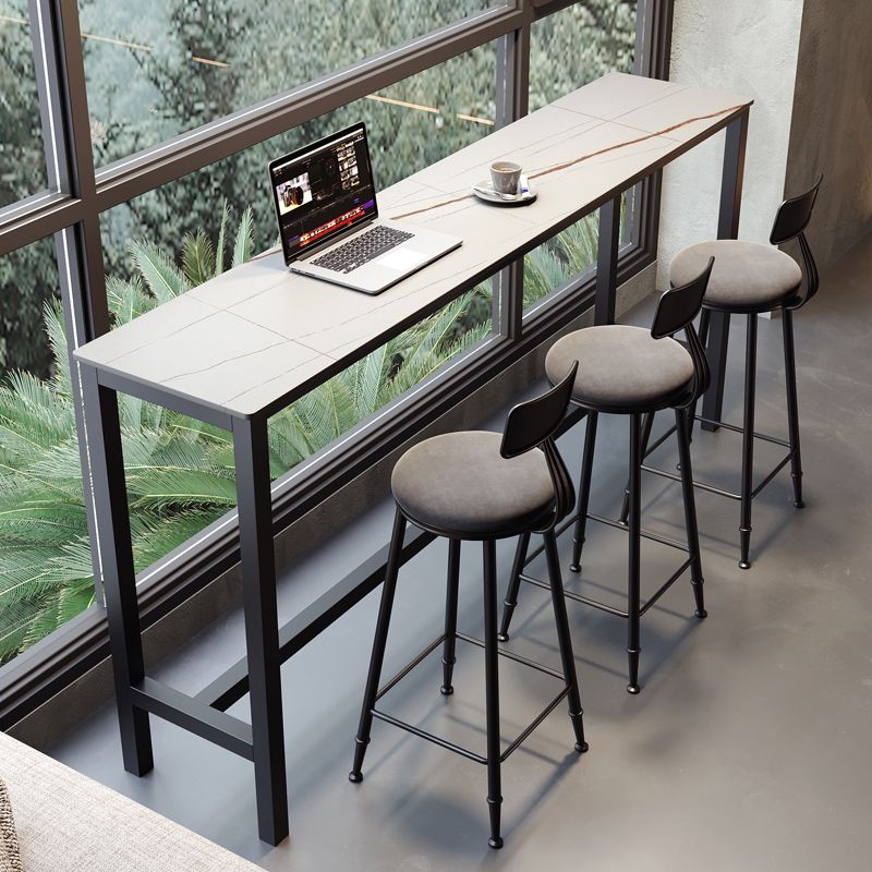 Industrial Bar-height Table Stone Top Pub Table with Black Base Clearhalo 'Bar Furniture' 'Bar Tables' 'bar_tables' 'furn' 'furn_bar_tables' 'Furniture' 'Kitchen & Dining Furniture' 1200x1200_8b3bffce-0a0c-427a-96c0-7d23fe854bf3