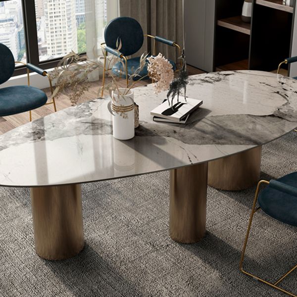 Irregular Shaped Office Conference Table Stone Writing Desk in Gold Clearhalo 'furn' 'furn_office_desk' 'Furniture' 'Office Desks' 'Office Furniture' 'office_desk' 1200x1200_8b3ea094-f9de-47ed-90fc-8b69eb3ef52c