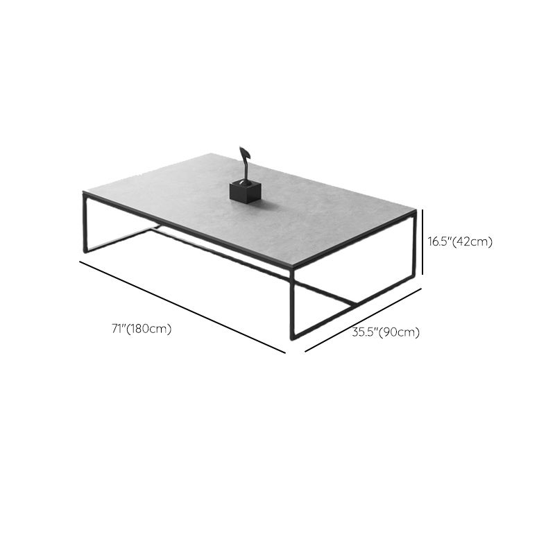 Trestle 1 Single Coffee Table Rectangular Slate Top Coffee Table in Gray