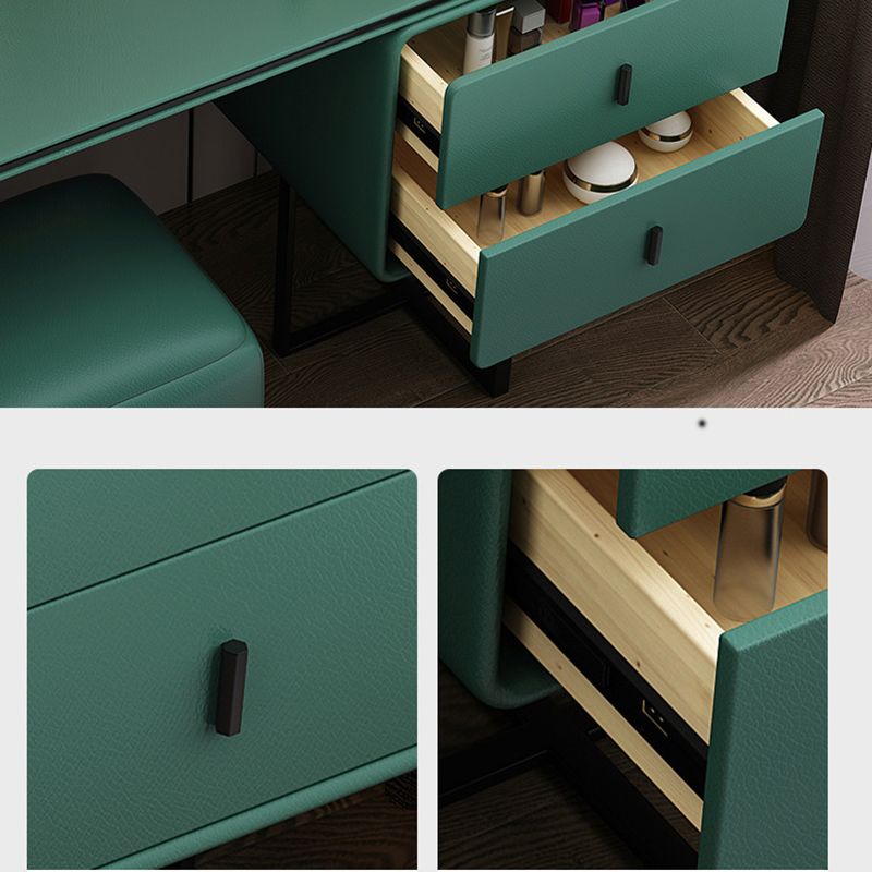 Specchio camera da letto glam doppi cassetti in pelle finta vanità per trucco in piedi