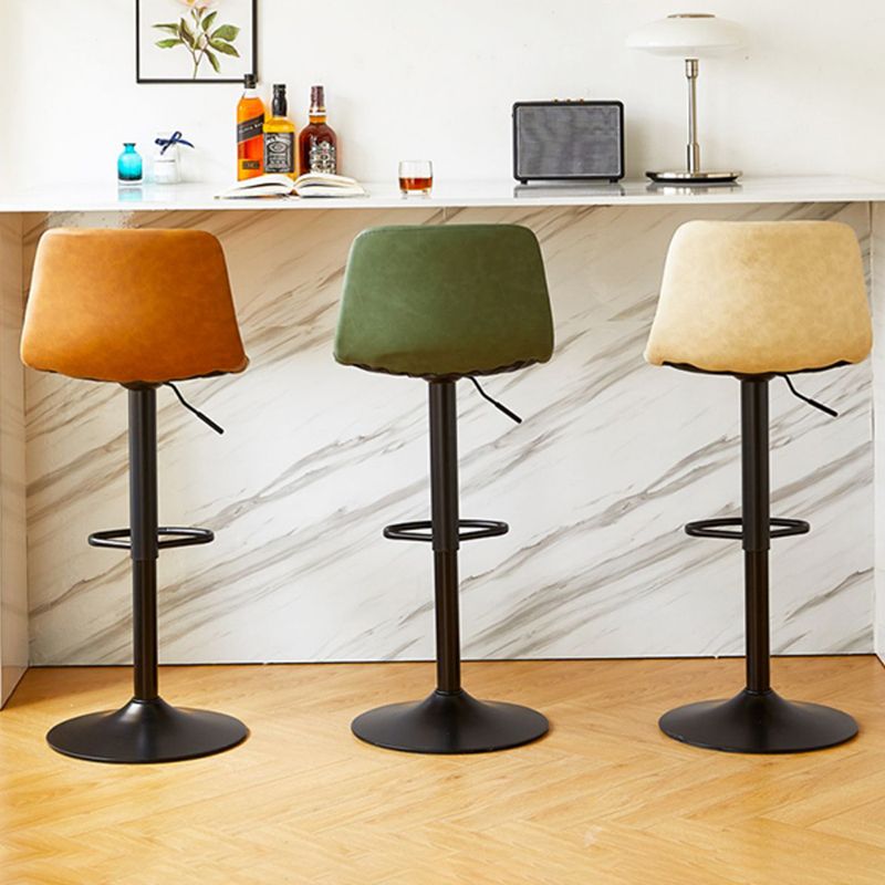 Industrial Style Bar Chair Adjustable Height Leather Seat Metal Leg for Counter Bar Clearhalo 'Bar Furniture' 'Bar Stools' 'bar_stools' 'furn' 'furn_bar_stools' 'furniture_bar_stools' 'Kitchen & Dining Furniture' 'kitchen&dining_furn' 'kitchen' 'kitchen_furn' Furniture' 1200x1200_8b410dd6-d635-4573-a705-ae325aea54f4