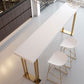 Glam Pub Tisch mit goldenem Metallschlitten rechteckig masser Holz Top Stange Tisch
