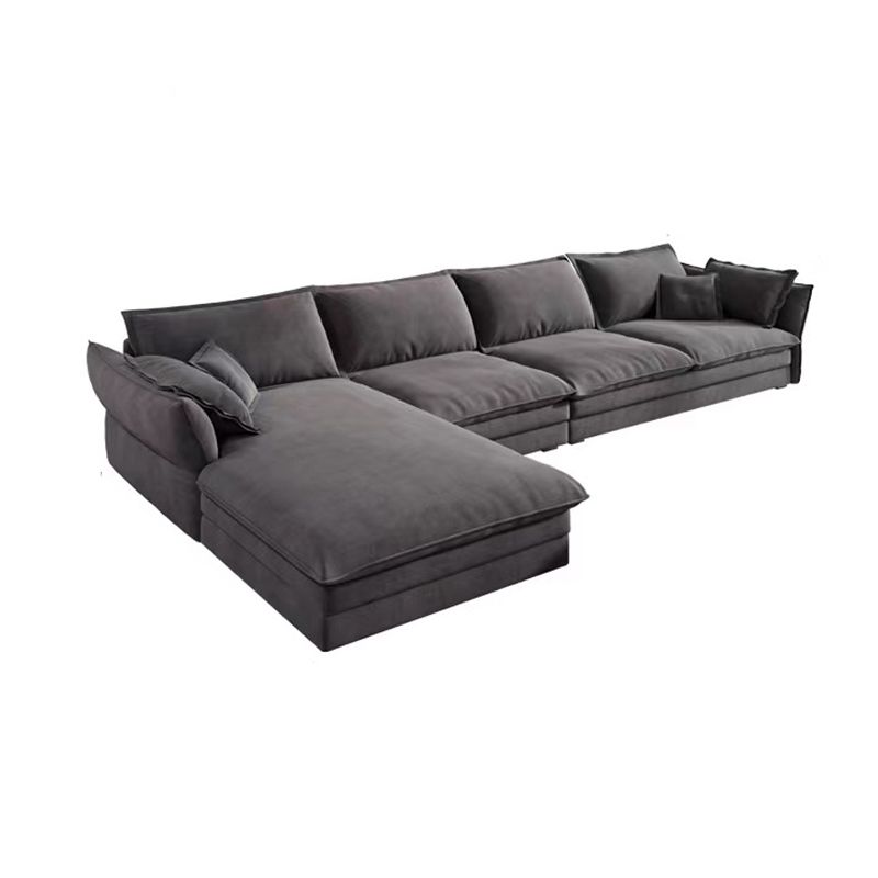 Contemporary Cushions Sofa & Chaise Loose Back Flared Arm Sofa