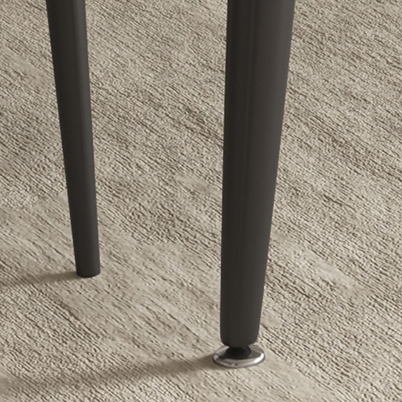 Round Dining Table with Leaf Extension Modern Stone Black Legs Dinette Table Clearhalo 'Dining Tables & Seating' 'Dining Tables' 'dining_table' 'furn' 'furn_dining_table' 'Furniture' 'Kitchen & Dining Furniture' 1200x1200_8b44480e-4d38-42f8-9017-21e267abf567