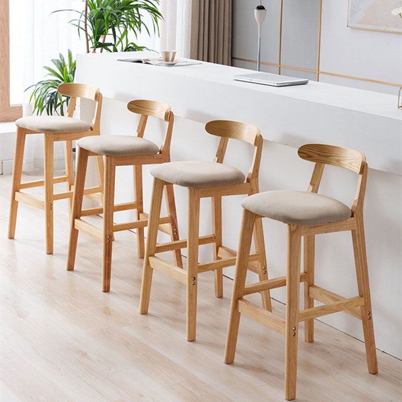 Scandinavian Upholstered Low Back Footrest Stool Matte Finish Rubberwood Barstool Clearhalo 'Bar Furniture' 'Bar Stools' 'bar_stools' 'furn' 'furn_bar_stools' 'Furniture' 'furniture_bar_stools' 'Kitchen & Dining Furniture' 1200x1200_8b44c2e8-90be-4097-8afa-8668791715cd
