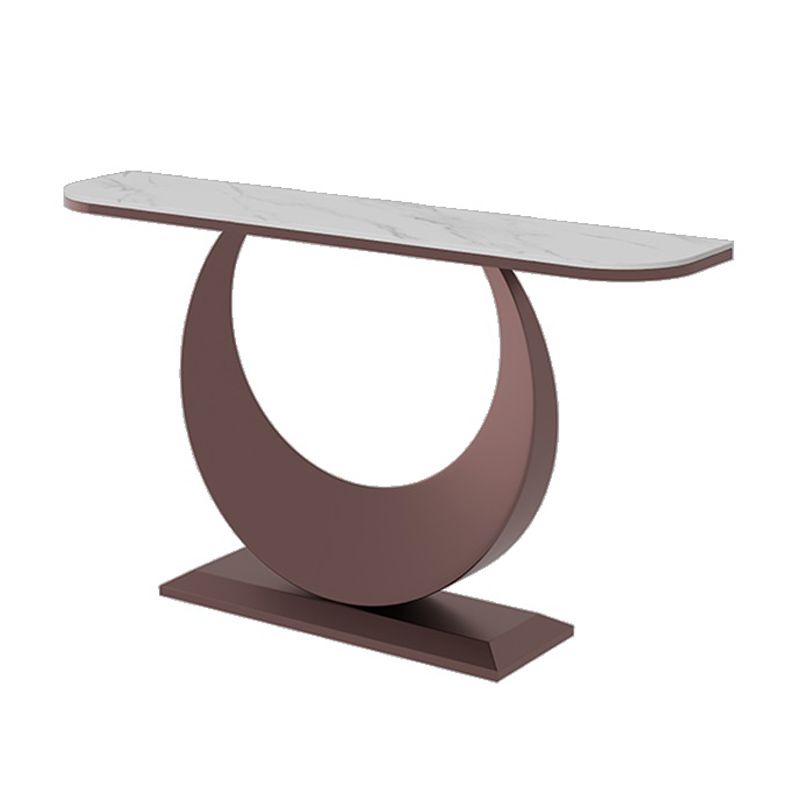 コンテンポラリーコンソールテーブルアンティークフィニッシュハーフムーンコンソールソファテーブル