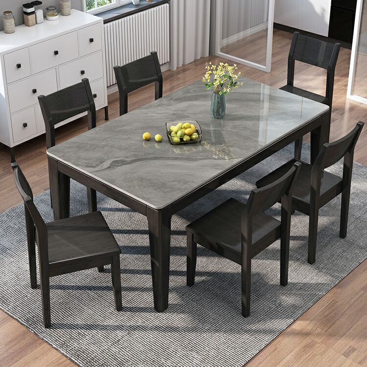 Mid-Century Modern Dining Table Sintered Stone Dining Table with Wooden Base for Kitchen Clearhalo ' dining_table' 'Dining Tables & Seating' 'Dining Tables' 'furn' 'furn_dining_table' 'Furniture' 'furniture_dining_table' 'Kitchen & Dining Furniture' 'kitchen&dining_furn' 'kitchen' 'kitchen_dining_table' 1200x1200_8b47e941-2630-40d3-9bbc-4a02ce1e810a