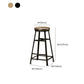 Backless Solid Wood Dining Stools Round Bar Stools with Metal Legs