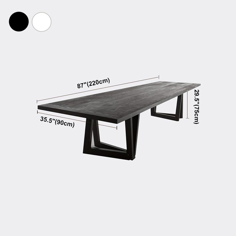 Industrial Pine Wood Table for Restaurant Rectangle Dining Table with Double Pedestal Base Clearhalo ' dining_table' 'Dining Tables & Seating' 'Dining Tables' 'furn' 'furn_dining_table' 'Furniture' 'furniture_dining_table' 'Kitchen & Dining Furniture' 'kitchen&dining_furn' 'kitchen' 'kitchen_dining_table' 1200x1200_8b4ba4d5-9e9a-4d41-869d-c28cd75bb45b