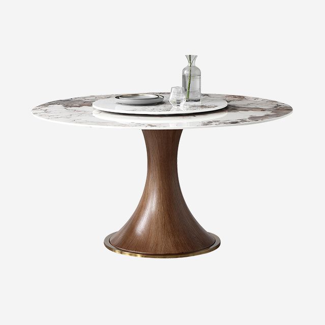 Modern Sintered Stone Dining Table Round Table with Wooden Pedestal for Restaurant Clearhalo ' dining_table' 'Dining Tables & Seating' 'Dining Tables' 'furn' 'furn_dining_table' 'Furniture' 'furniture_dining_table' 'Kitchen & Dining Furniture' 'kitchen&dining_furn' 'kitchen' 'kitchen_dining_table' 1200x1200_8b4bc3a0-88ef-4b5c-8391-51088172440c
