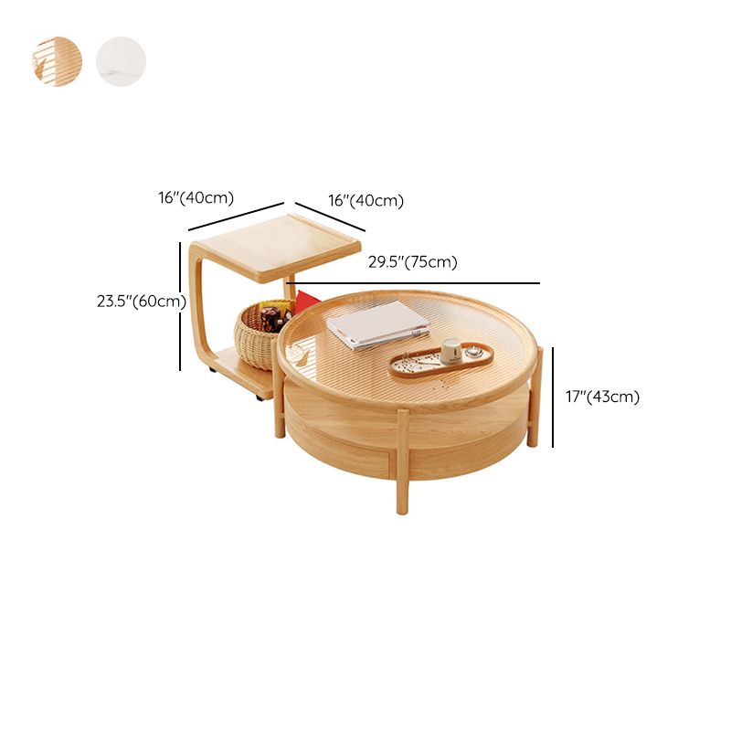 Tropischer Couchtisch, Couchtisch aus massivem Holz mit Stauraum