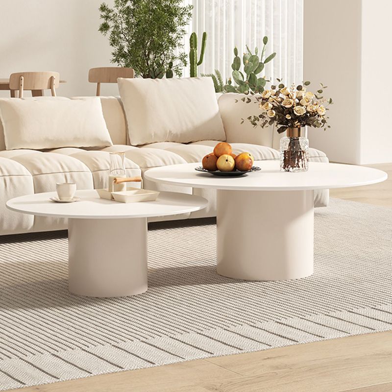 Contemporary Cocktail Table Round White Pedestal Coffee Cocktail Table Clearhalo 'Coffee & Accent Tables' 'Coffee Tables' 'coffee_tables' 'furn' 'furn_coffee_tables' 'Furniture' 'Living Room Furniture' 1200x1200_8b50eccf-6bea-47e9-a4d7-bfffda4a22bf