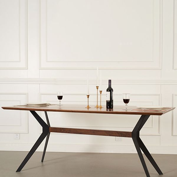 Industrial Style Solid Wood Dining Table Rectangle Table with Black Frame for Home Use Clearhalo ' dining_table' 'Dining Tables & Seating' 'Dining Tables' 'furn' 'furn_dining_table' 'Furniture' 'furniture_dining_table' 'Kitchen & Dining Furniture' 'kitchen&dining_furn' 'kitchen' 'kitchen_dining_table' 1200x1200_8b525d00-6a6d-4e63-a7c9-292498d5c30a