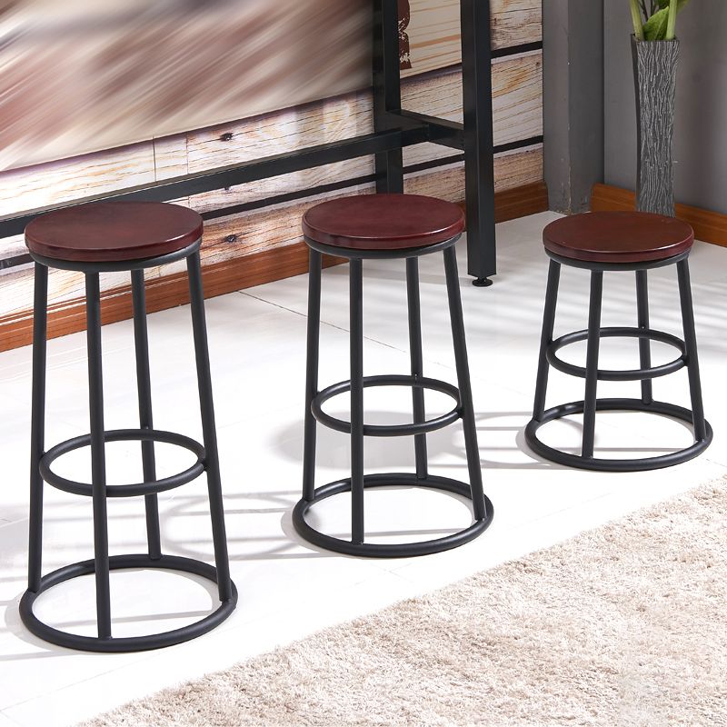 Modern Style Wood Bar Stool with Metal Footrest Round Bar Stool Clearhalo 'Bar Furniture' 'Bar Stools' 'bar_stools' 'furn' 'furn_bar_stools' 'furniture_bar_stools' 'Kitchen & Dining Furniture' 'kitchen&dining_furn' 'kitchen' 'kitchen_furn' Furniture' 1200x1200_8b537154-daf0-4d4c-b0d5-6630219e1e9f