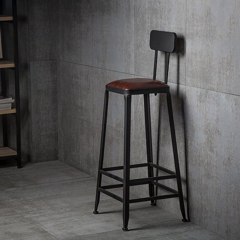 Industrial Leather Bar and Counter Stool Square Stool with 4 Legs Clearhalo 'Bar Furniture' 'Bar Stools' 'bar_stools' 'furn' 'furn_bar_stools' 'Furniture' 'Kitchen & Dining Furniture' 1200x1200_8b543779-639c-4522-8a47-8ff900948d5f