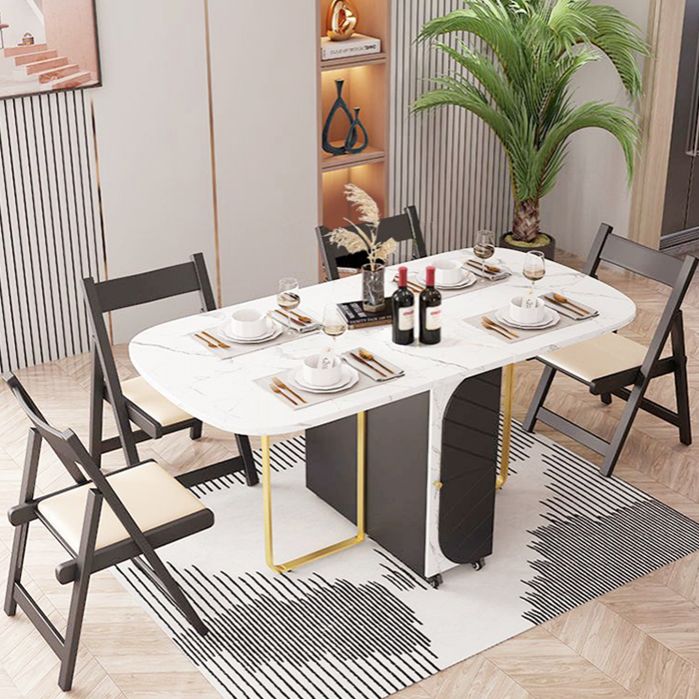 Contemporary Oval Dining Room Table Sintered Stone Drop-Leaf Table,59"L x 29.5"H Clearhalo ' dining_table' 'Dining Tables & Seating' 'Dining Tables' 'furn' 'furn_dining_table' 'Furniture' 'furniture_dining_table' 'Kitchen & Dining Furniture' 'kitchen&dining_furn' 'kitchen' 'kitchen_dining_table' 1200x1200_8b549d10-33ad-4c29-bd8f-85a7342425e6