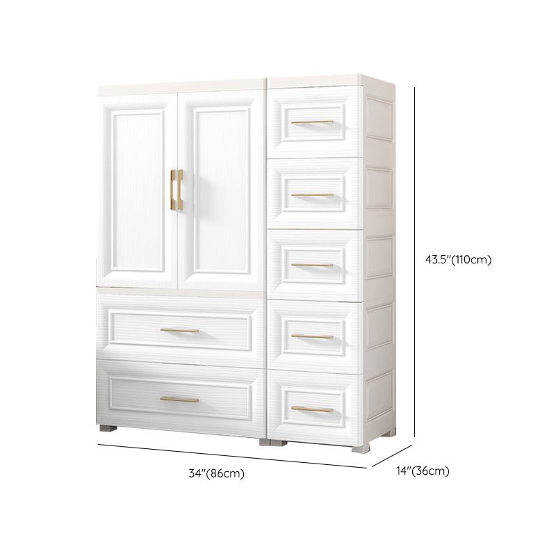 Contemporary White Storage Cabinet Bedroom Plastic Cabinet with Drawers Clearhalo 'Armoires & Wardrobes' 'armoires_wardrobes' 'Bedroom Furniture' 'furn' 'furn_armoires_wardrobes' 'Furniture' 1200x1200_8b54d731-3618-43a3-a471-64def07a07b2