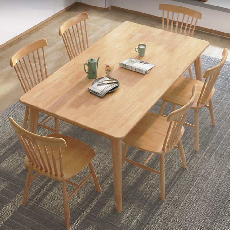 Rubber Wood Solid Wood Dining Table Set 1/2/5/7 Pieces Dining Set for Kitchen