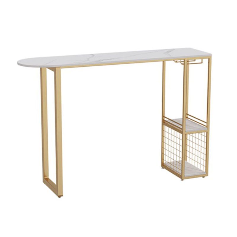 Stone Top Cocktail Bar Table 42-inch Height Metal Base Bar Height Storage Table Clearhalo 'Bar Furniture' 'Bar Tables' 'bar_tables' 'furn' 'furn_bar_tables' 'Furniture' 'furniture_bar_tables' 'Kitchen & Dining Furniture' 'kitchen&dining_furn' 'kitchen' 1200x1200_8b568a91-4db3-4824-9cef-78cbc0db6d96