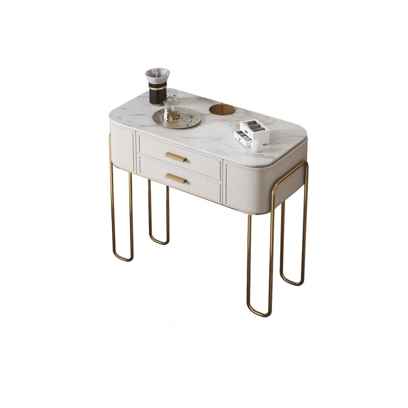 Glam Beige Makeup Dressing Table Stool Set Slate Top Vanity Tables