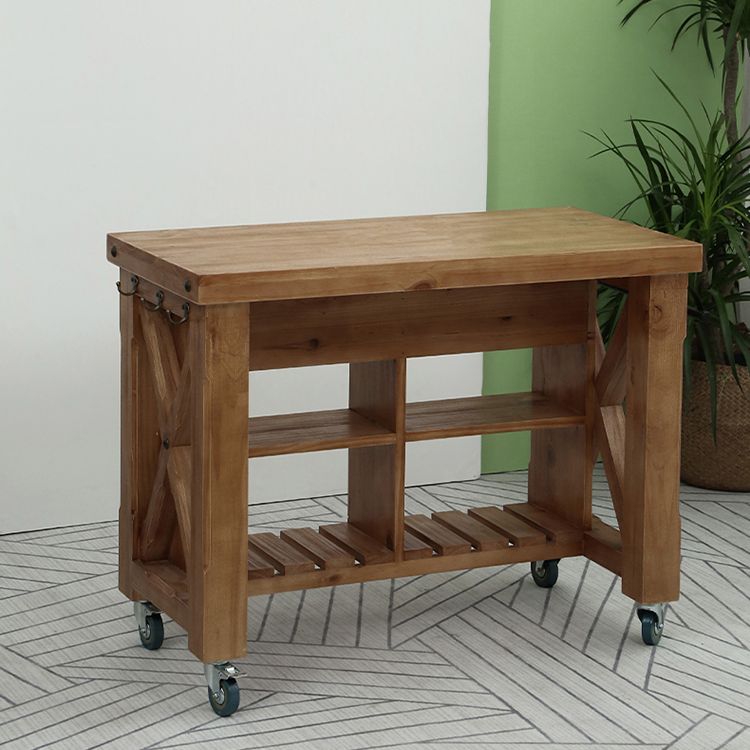 Industrial Stationary Kitchen Cart Wood Rectangular Kitchen Island Cart Clearhalo 'furn' 'furn_kitchen_islands_carts' 'Furniture' 'Kitchen & Dining Furniture' 'Kitchen Islands & Carts' 'kitchen_islands_carts' 1200x1200_8b583437-b321-43da-9e70-fcd03ea3a11a