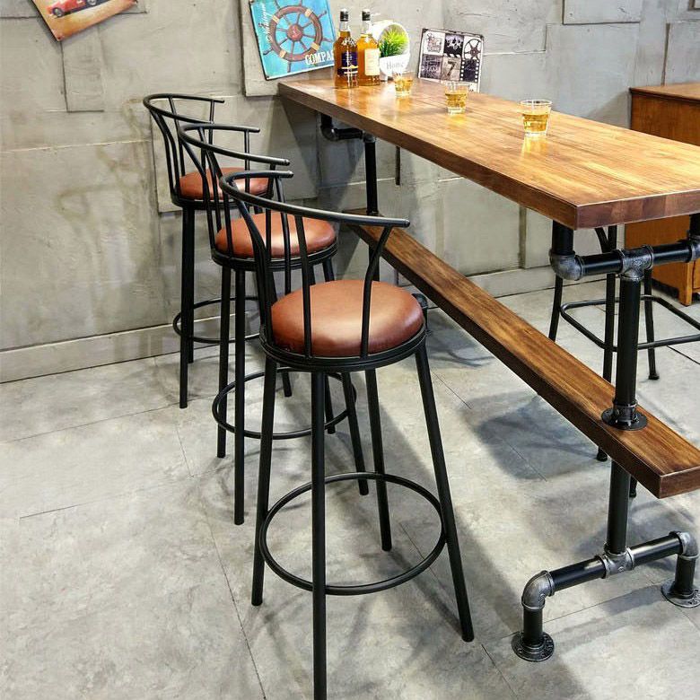 Industrial Style Rectangle Bar Table Solid Wood Milk Tea Shop Casual Bar Table Clearhalo 'Bar Furniture' 'Bar Tables' 'bar_tables' 'furn' 'furn_bar_tables' 'Furniture' 'furniture_bar_tables' 'Kitchen & Dining Furniture' 1200x1200_8b587074-64e9-424e-90b7-dfd24331b92a