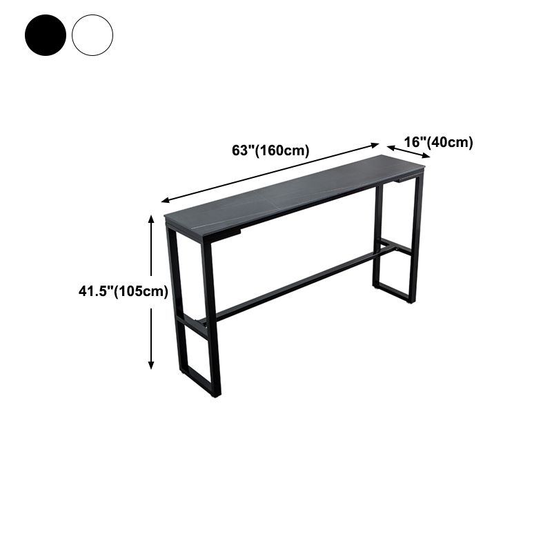 Industrial 41.3"H Bar Table Faux Marble Rectangle Top Bistro Table with Footrest Clearhalo 'Bar Furniture' 'Bar Tables' 'bar_tables' 'furn' 'furn_bar_tables' 'Furniture' 'furniture_bar_tables' 'Kitchen & Dining Furniture' 1200x1200_8b5a4d6b-8432-414d-b5e2-54eac12cf0c3