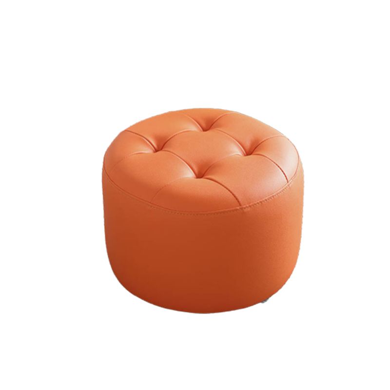 POUF moderno di metà secolo Ottoman vera pelle vera in pelle imbottita a forma di cilindro ottomano