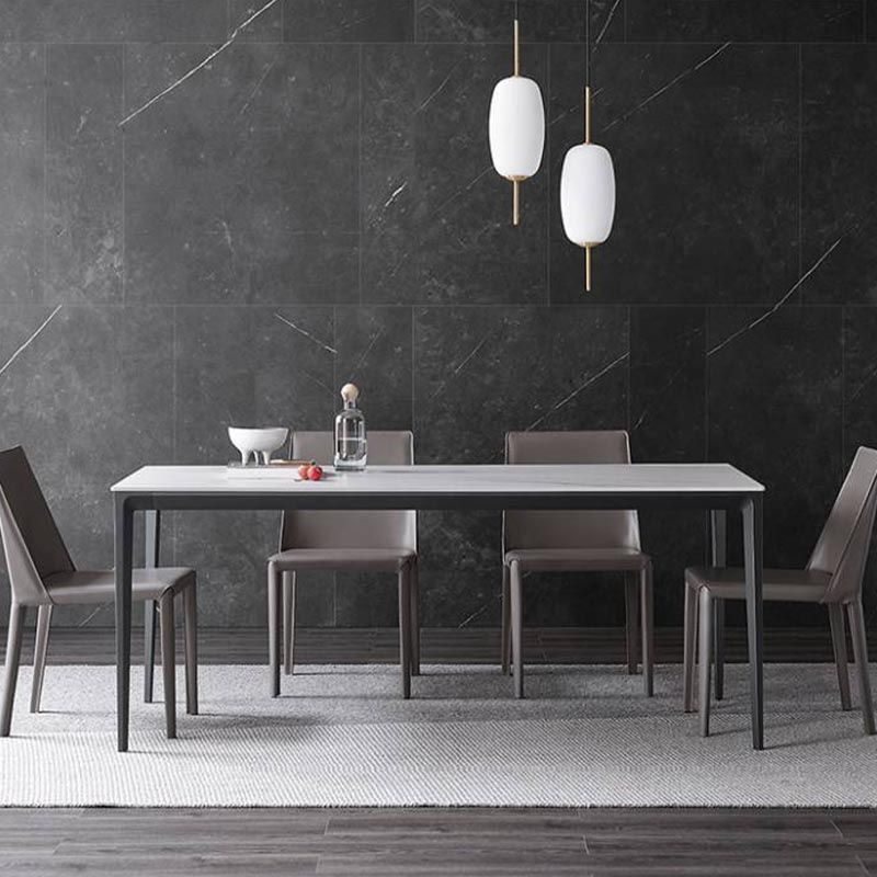 Stone Modern Rectangle Dining Table Matte Finish 4 Legs Table for Kitchen Clearhalo ' dining_table' 'Dining Tables & Seating' 'Dining Tables' 'Furniture' 'furniture_dining_table' 'Kitchen & Dining Furniture' 'kitchen&dining_furn' 'kitchen' 'kitchen_dining_table' 1200x1200_8b60e0c1-f5b1-4542-8c36-0b8be3645335