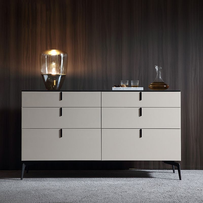 Sideboard in legno moderno ingegnerizzato a buffet a 6 cassetti con pietra per soggiorno