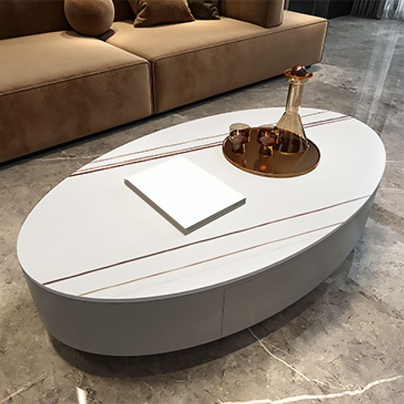 Table basse de base de piédestal noir glam avec un dessus en ardoise et un tiroir