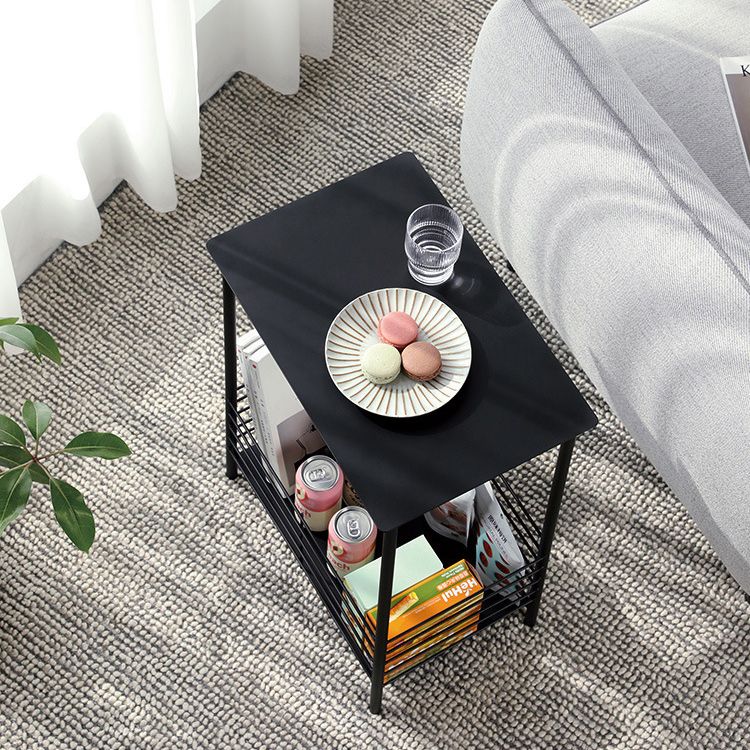 23.62" Tall Rectangular Side Accent Table Metal 4 Legs End Table