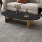 Glam Oval Stone Top Coffee Table with Steel Base Cocktail Table Clearhalo 'Coffee & Accent Tables' 'Coffee Tables' 'coffee_tables' 'furn' 'furn_coffee_tables' 'Furniture' 'Living Room Furniture' 1200x1200_8b62f297-d10e-4100-864e-7ebd189b376b