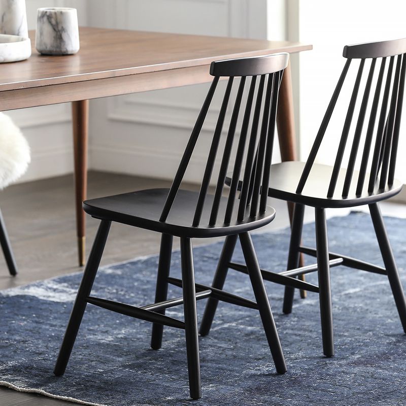ダイニングルームアームレスダイニングチェアホームスラットバックソリッドウッドチェア
