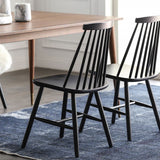 ダイニングルームアームレスダイニングチェアホームスラットバックソリッドウッドチェア