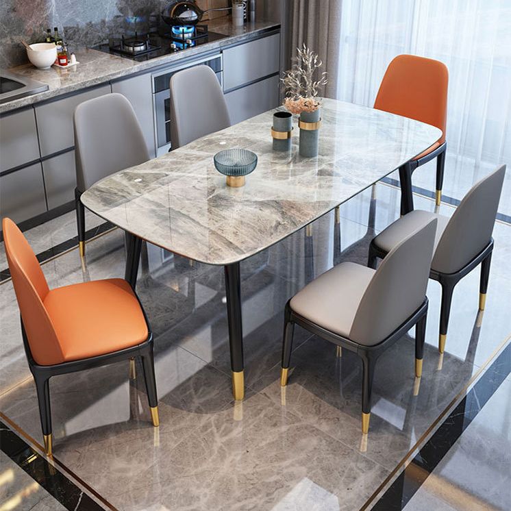 Contemporary Dining Table Set with Sintered Stone Dining Table and Cushioned Chairs Clearhalo 'Dining Room Sets' 'Dining Tables & Seating' 'dining_room_set' 'furn' 'furn_dining_room_set' 'Furniture' 'furniture_dining_room_set' 'Kitchen & Dining Furniture' 'kitchen&dining_furn' 'kitchen' 1200x1200_8b650ed5-5792-4410-8a1d-bc9a3f4b77f2