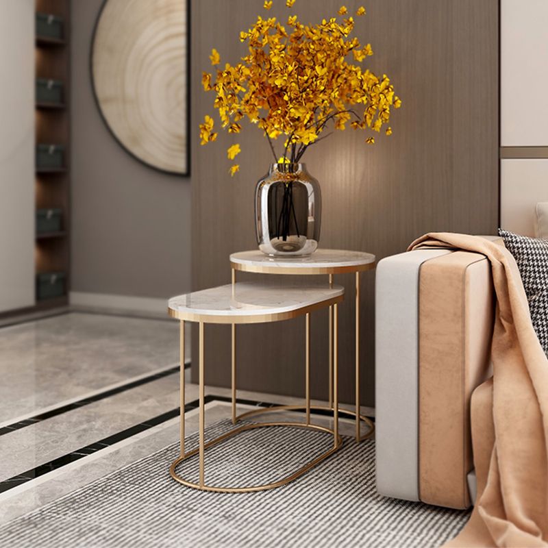 Luxurious Stone Top End Table Metal Frame Sofa Side Accent Table Clearhalo 'Coffee & Accent Tables' 'End & Side Tables' 'end_side_tables' 'furn' 'furn_end_side_tables' 'Furniture' 'Living Room Furniture' 1200x1200_8b6605ea-17bd-4a64-ae4e-c1dfdf06afde