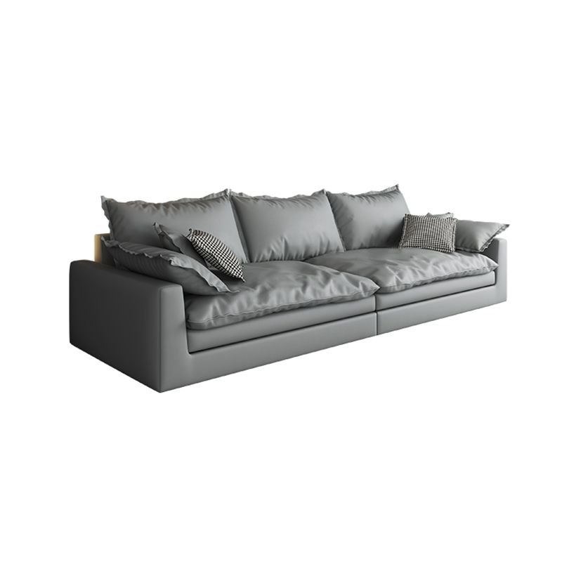 Faux Leather Living Room Sofa Square Arm Settee with Cushions Clearhalo 'furn' 'furn_sofas' 'Furniture' 'furniture_sofas' 'Living Room Furniture' 'Sofa' 'sofas' 1200x1200_8b6693f4-3713-4135-8d37-de933cf3c2a1