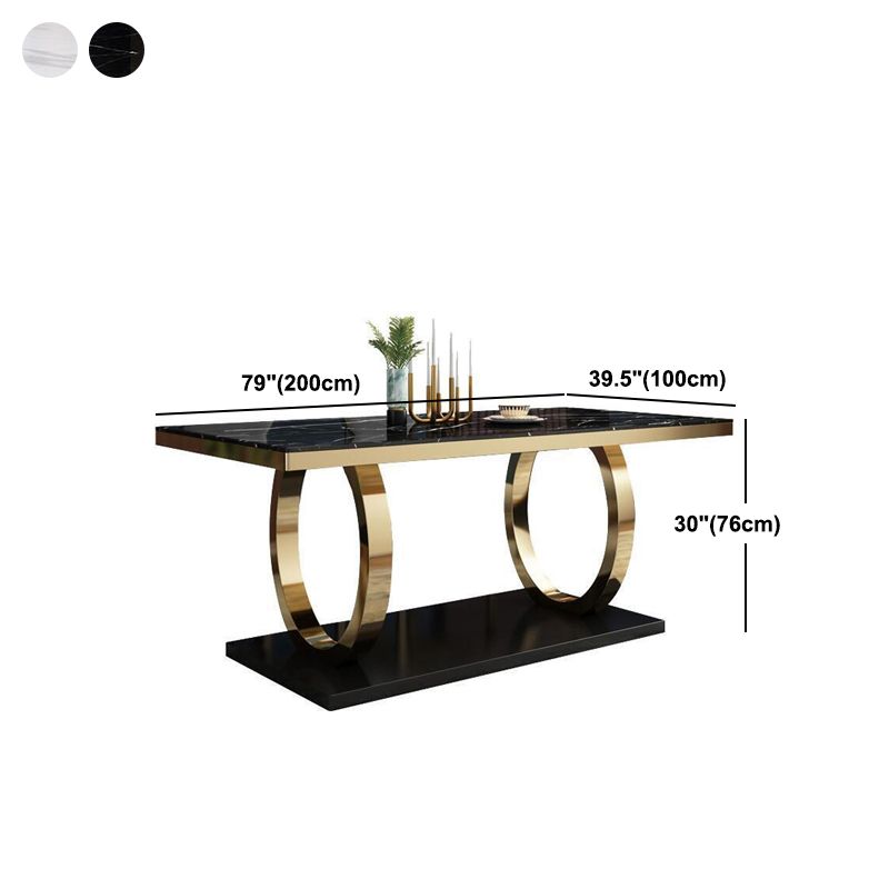 Traditional Luxury Rectangle Dining Table Marble and Metal Gold Base Table