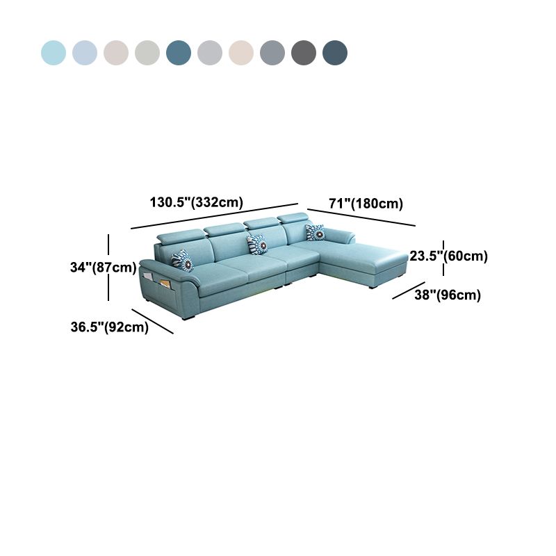 Modern Fabric/Faux Leather Sofa & Chaise with Storage for Living Room