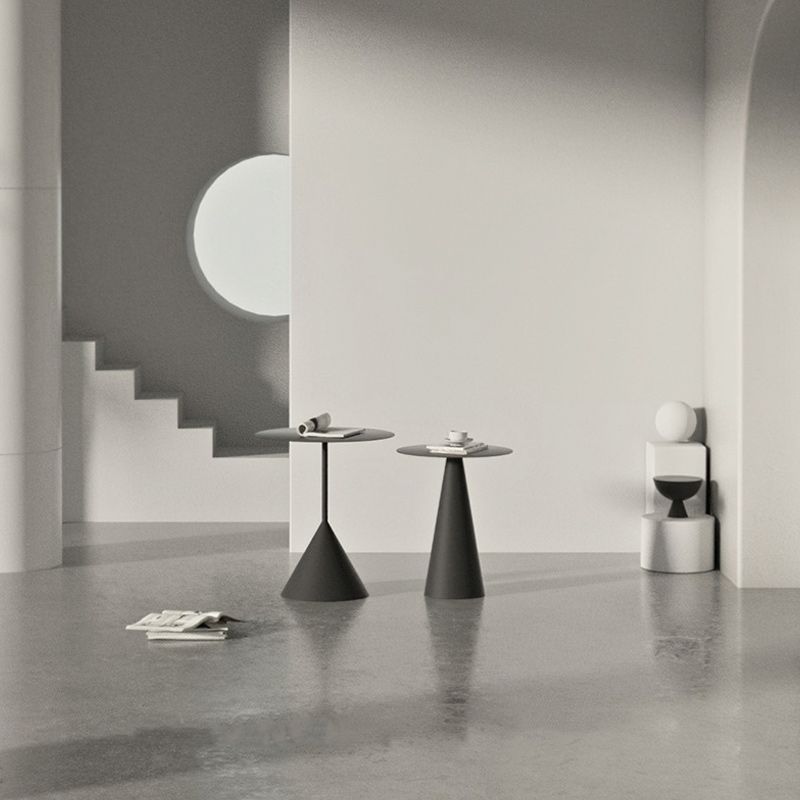 Table basse en métal piédestal rond table de cocktails noir / blanc