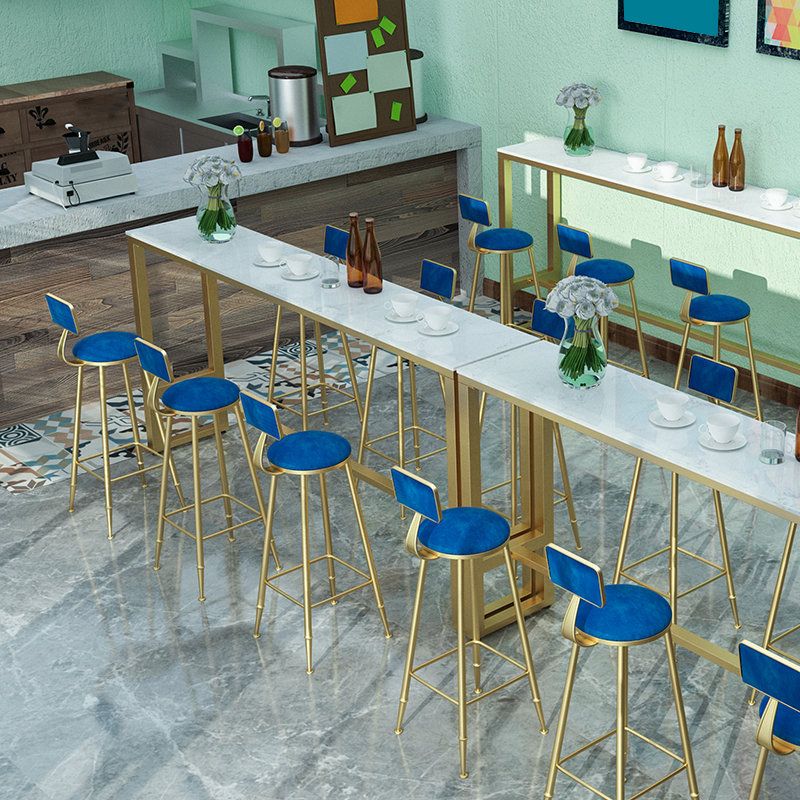 Glam Metal Upholstered Bar Stool Indoor Barstool with Iron Legs and Low Back,Cushion Clearhalo 'Bar Furniture' 'Bar Stools' 'bar_stools' 'furn' 'furn_bar_stools' 'furniture_bar_stools' 'Kitchen & Dining Furniture' 'kitchen&dining_furn' 'kitchen' 'kitchen_furn' Furniture' 1200x1200_8b69babf-622c-4050-8ed4-bf5724146fa9