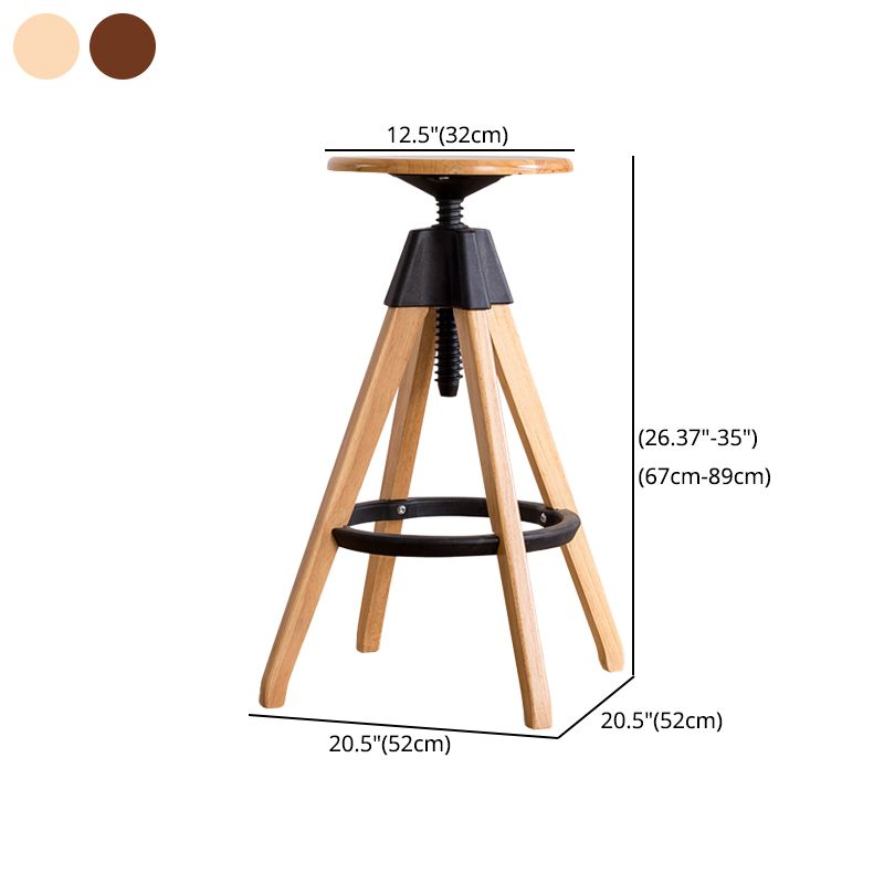 Adjustable Height Counter Stools Industrial Wood Bar Stools with Round Seat Clearhalo 'Bar Furniture' 'Bar Stools' 'bar_stools' 'furn' 'furn_bar_stools' 'furniture_bar_stools' 'Kitchen & Dining Furniture' 'kitchen&dining_furn' 'kitchen' 'kitchen_furn' Furniture' 1200x1200_8b6a1fff-49a3-4c40-858a-11d391140ffc